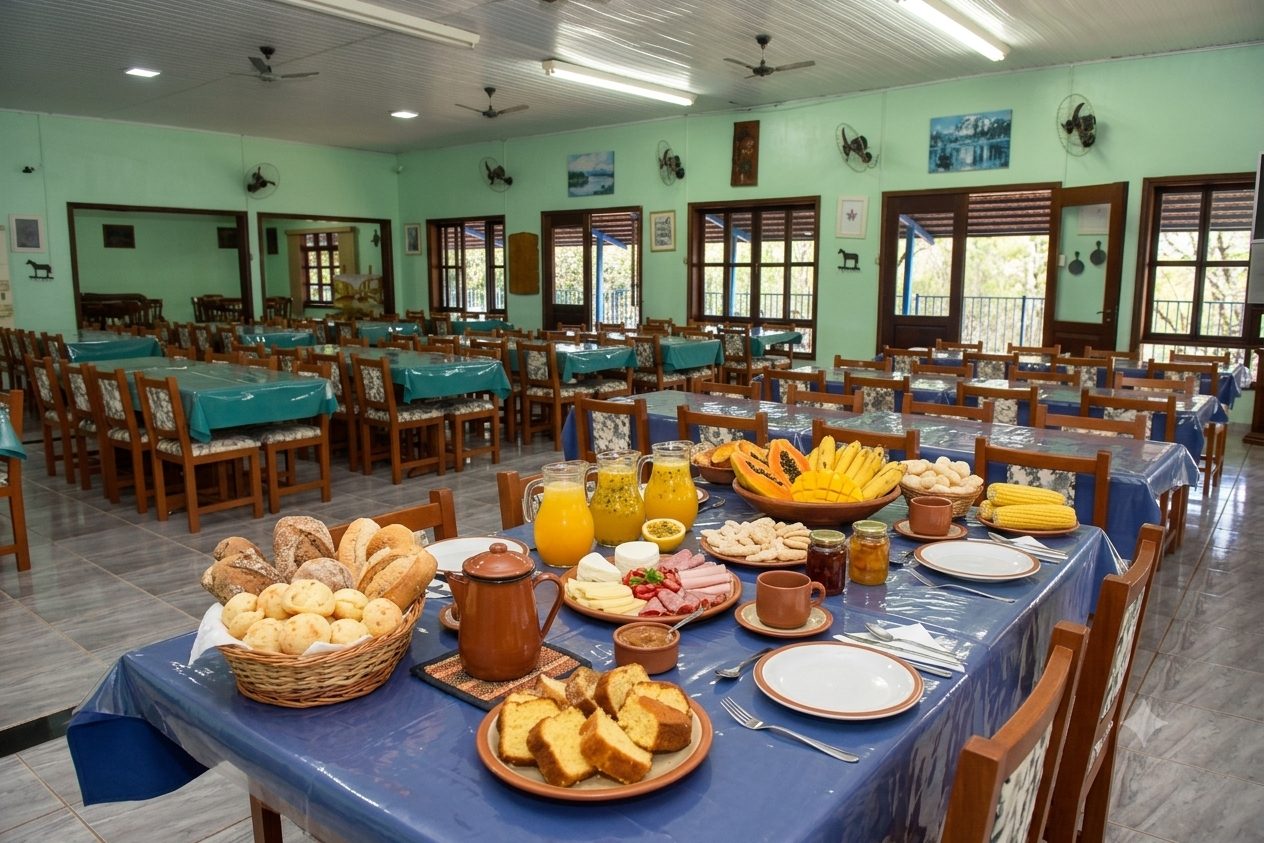 Café da manhã na Estância Bela Vida